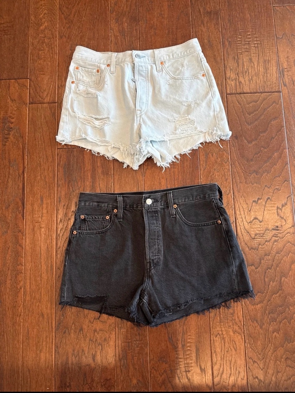 Levi's Light Wash & Black Distressed Women's Jean Shorts Duo